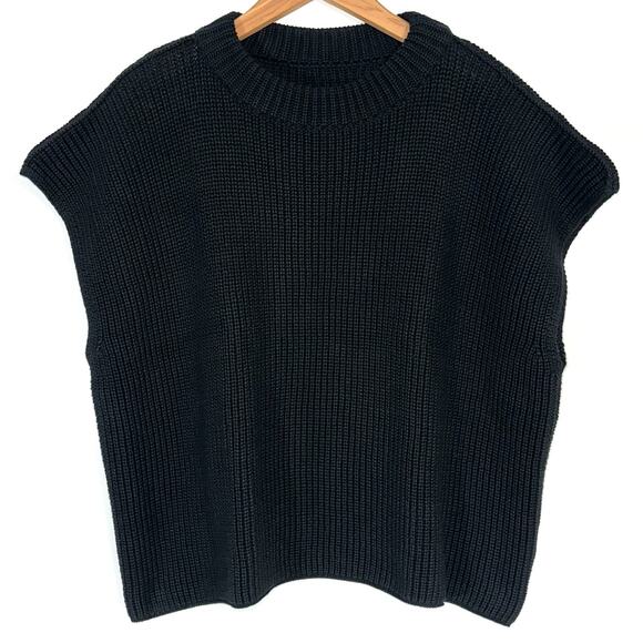 Frank & Eileen Montecito Black Pure Italian Cotton Knit Sweater Vest Size Small - Picture 2 of 13